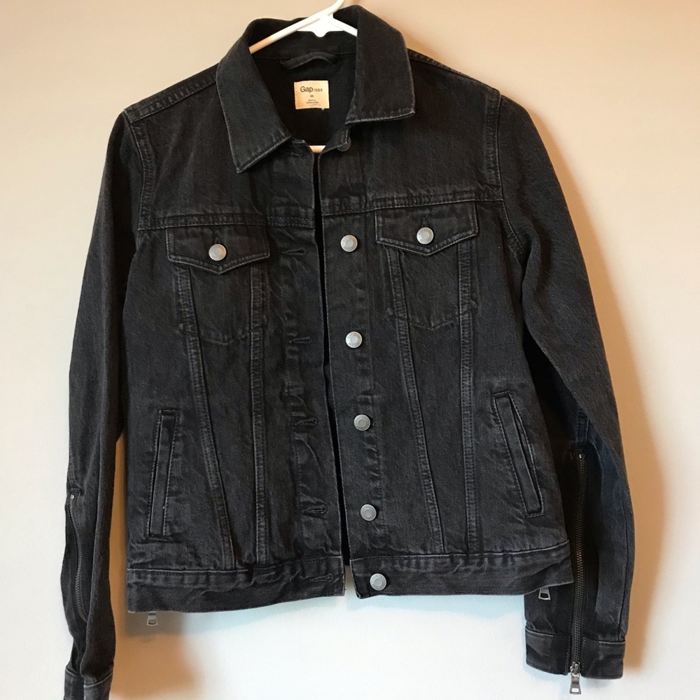 Vintage gap moto black denim jacket